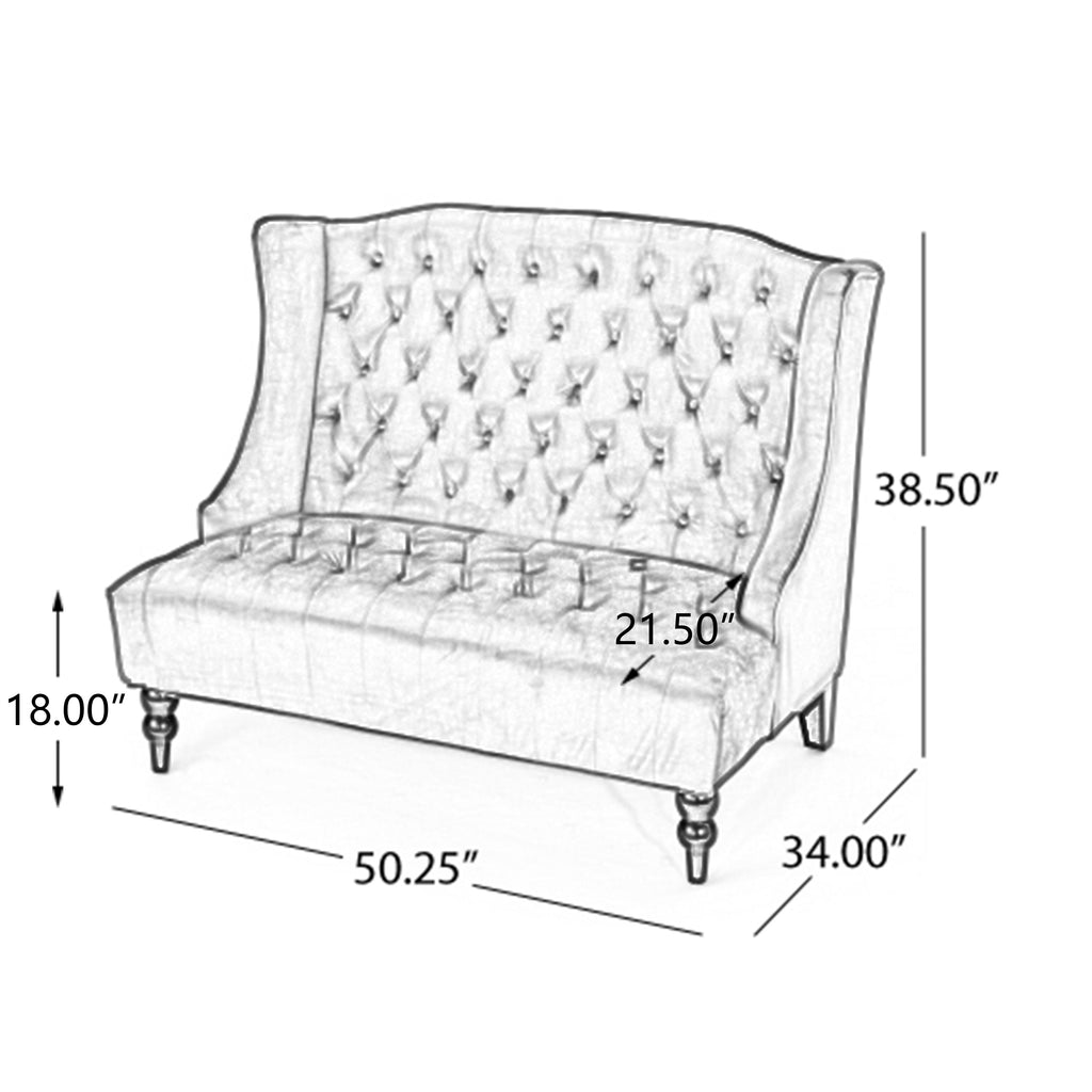 Modern Glam Velvet Loveseat with Button-Tufted Detail - Emerald