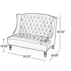 Modern Glam Velvet Loveseat with Button-Tufted Detail - Emerald