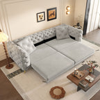 3-In-1 Convertible Sleeper Sofa Set with Deep Seat & Movable Ottoman - White, Beige, Gray