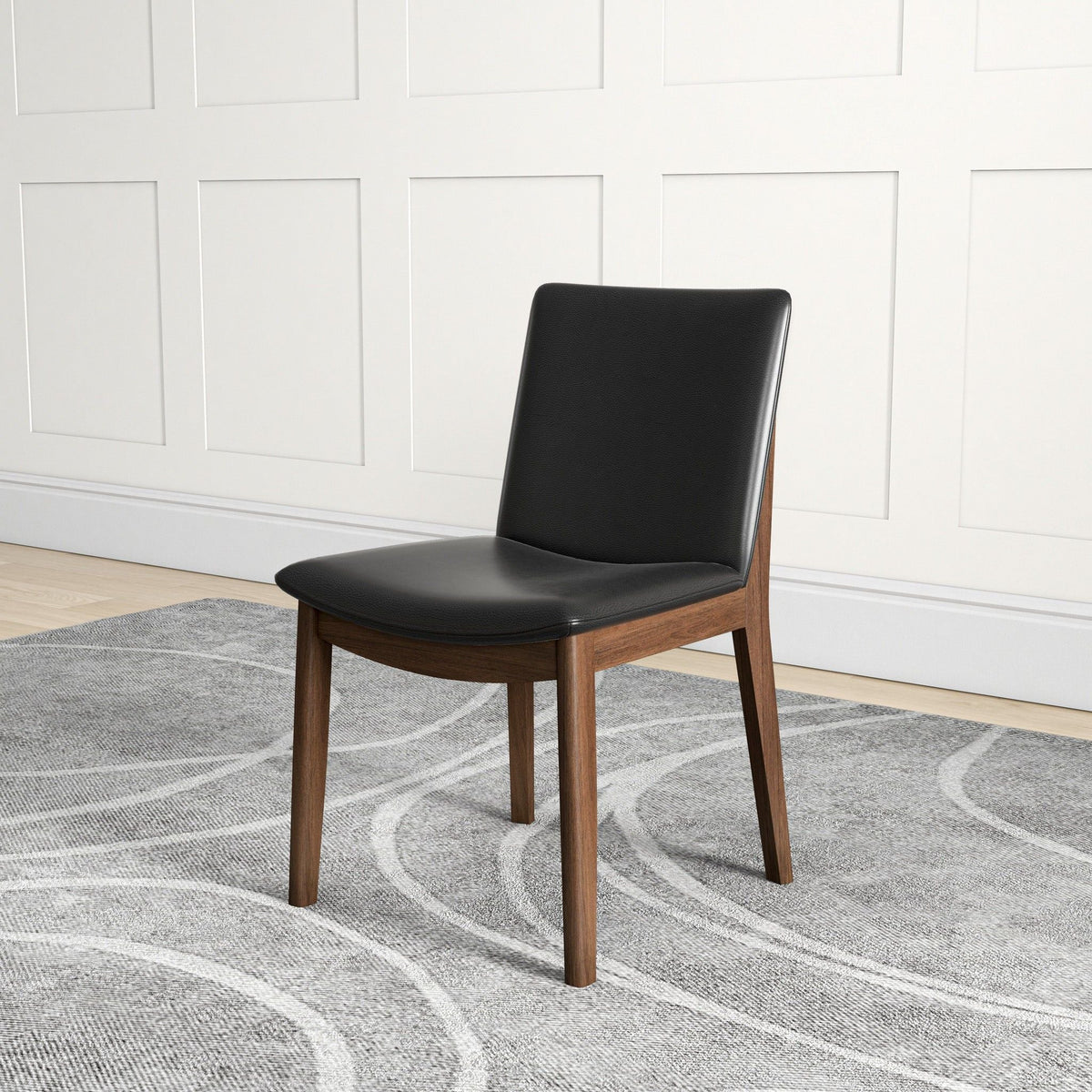 Mid-Century Modern Solid Wood Dining Chair Set with Fabric Upholstery - Multiple Colors