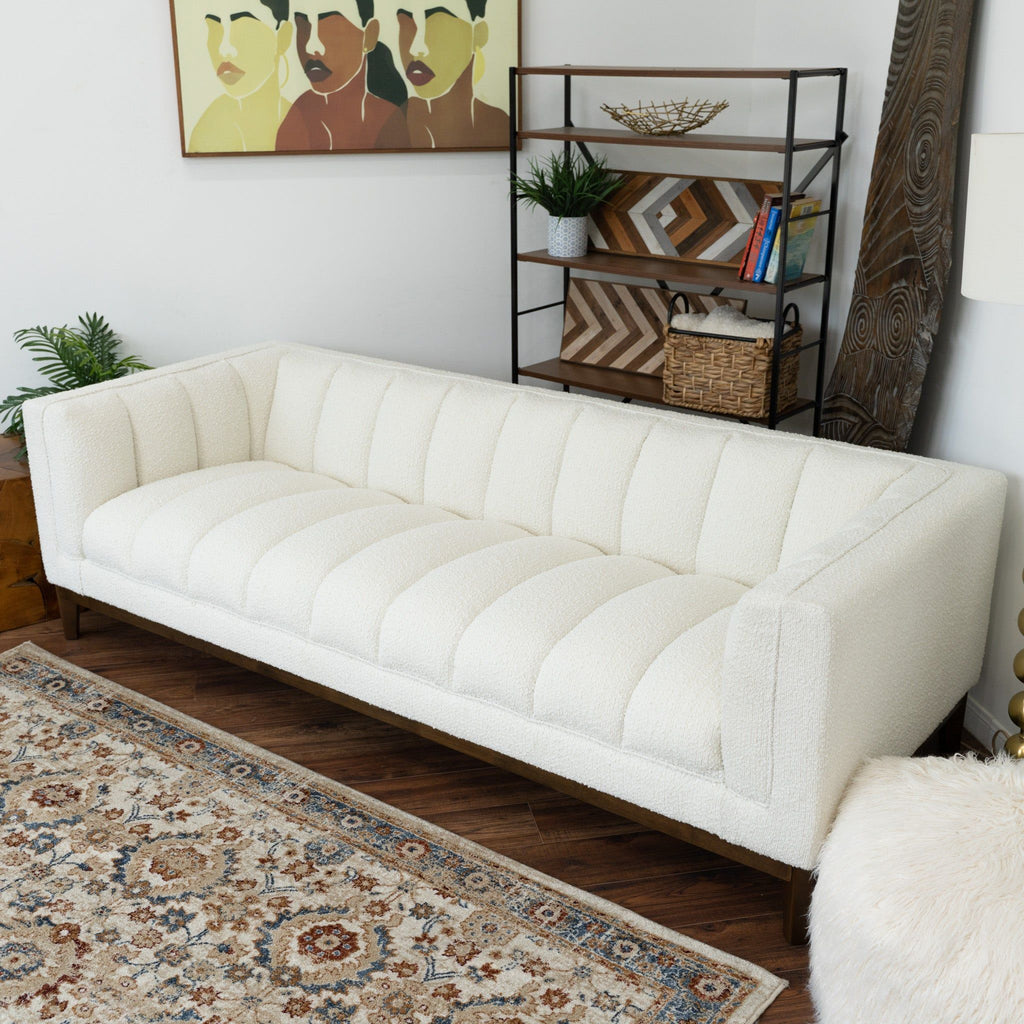 Mid Century Modern Sofa with Pet-Friendly Upholstery - White, Green, Orange