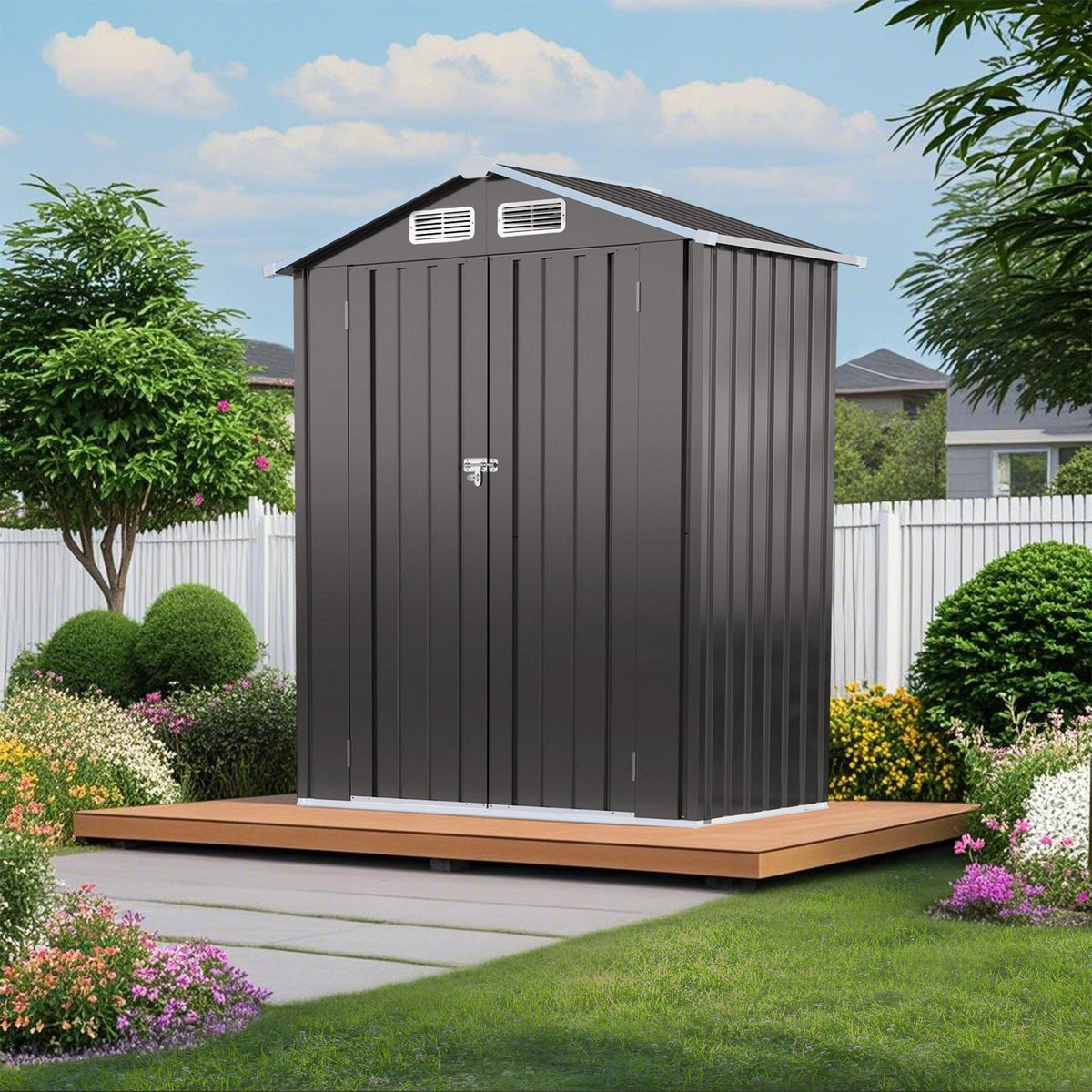 5 x 3 Ft Compact Metal Outdoor Storage Shed with Lockable Door - Gray