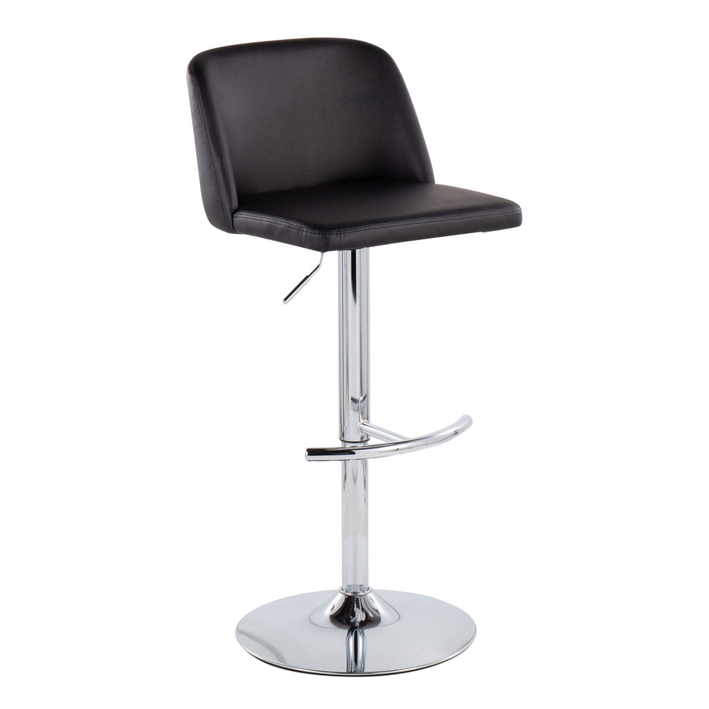 Contemporary Adjustable Barstool Set with Swivel & Rounded T Footrest - Multiple Colors