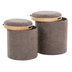 Contemporary Nesting Ottoman Set with Flip Tray Top - Multiple Colors