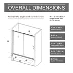Single Sliding Shower Door for Bathtub with Chrome Handle - Chrome