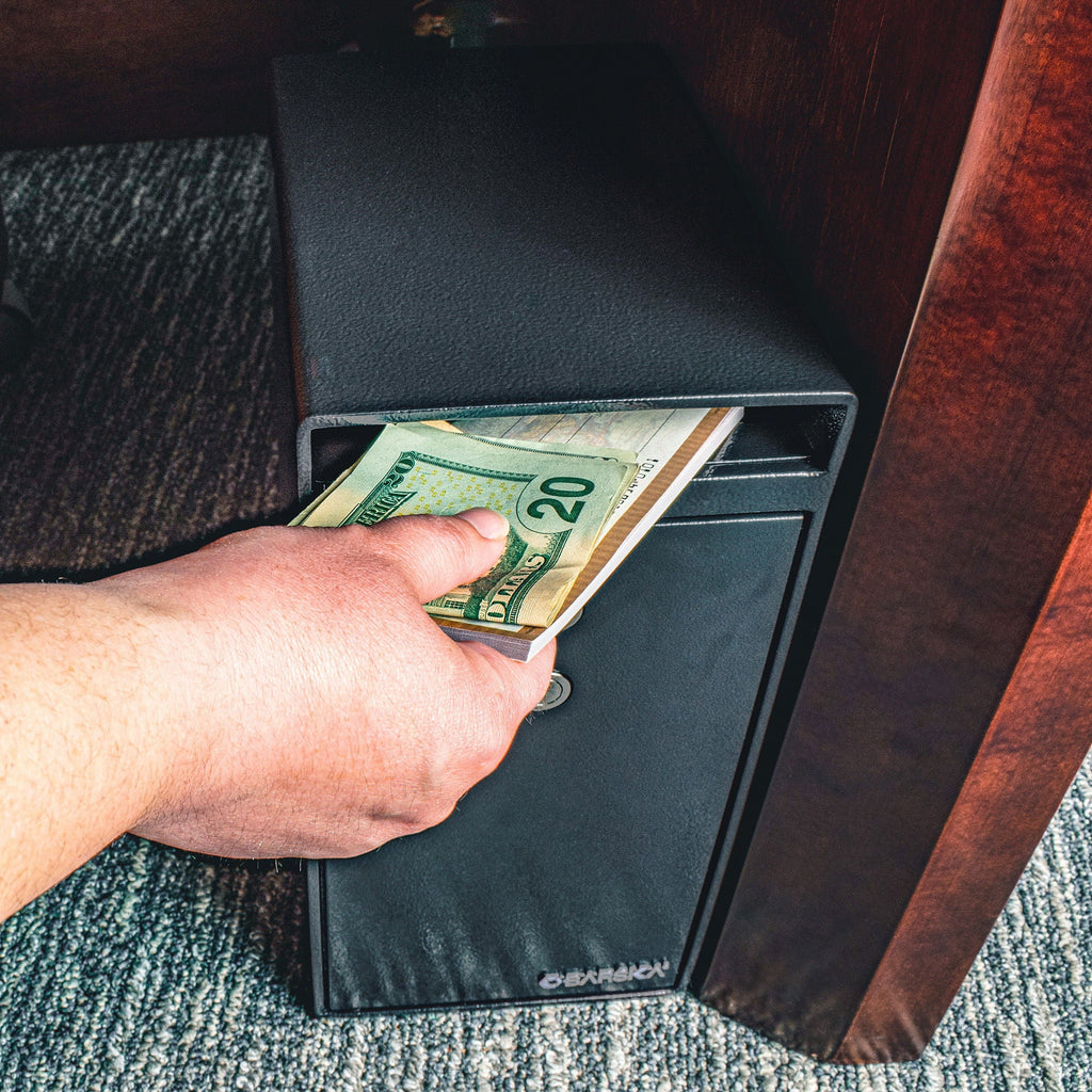Dual Key Depository Safe with Anti-Fishing Baffle - Black