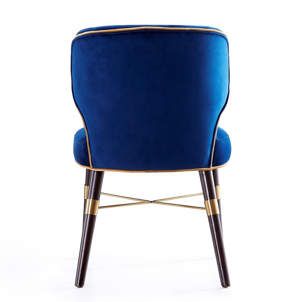 Strine Dining Chair with Wood Frame and Modern Upholstery - Available in Dark Gray or Blue