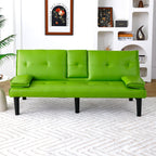Foldable Sofa Bed with Cup Holder and Solid Wood Frame - Multiple Colors