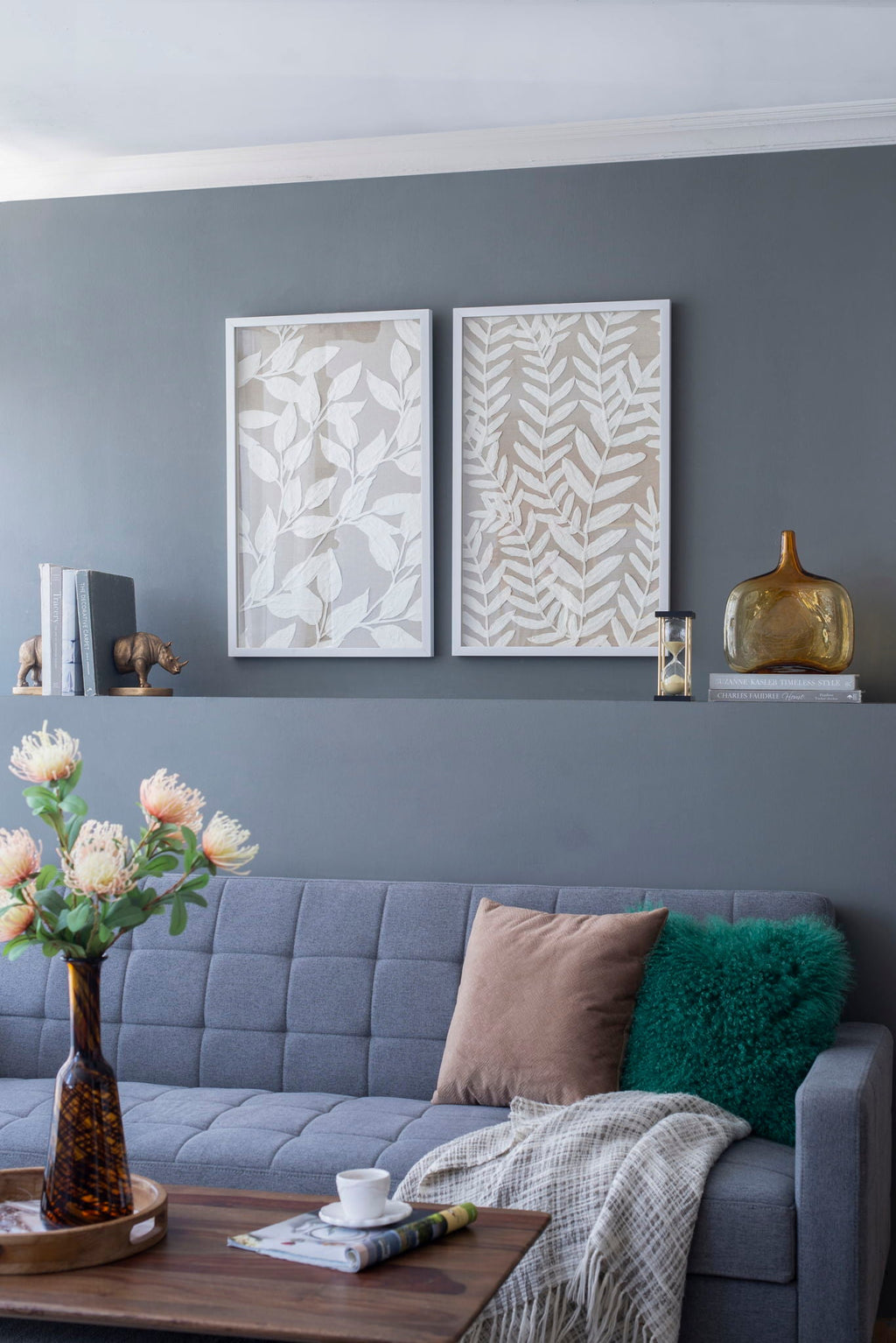 Shadow Box Wall Decor with Paper Florals – White