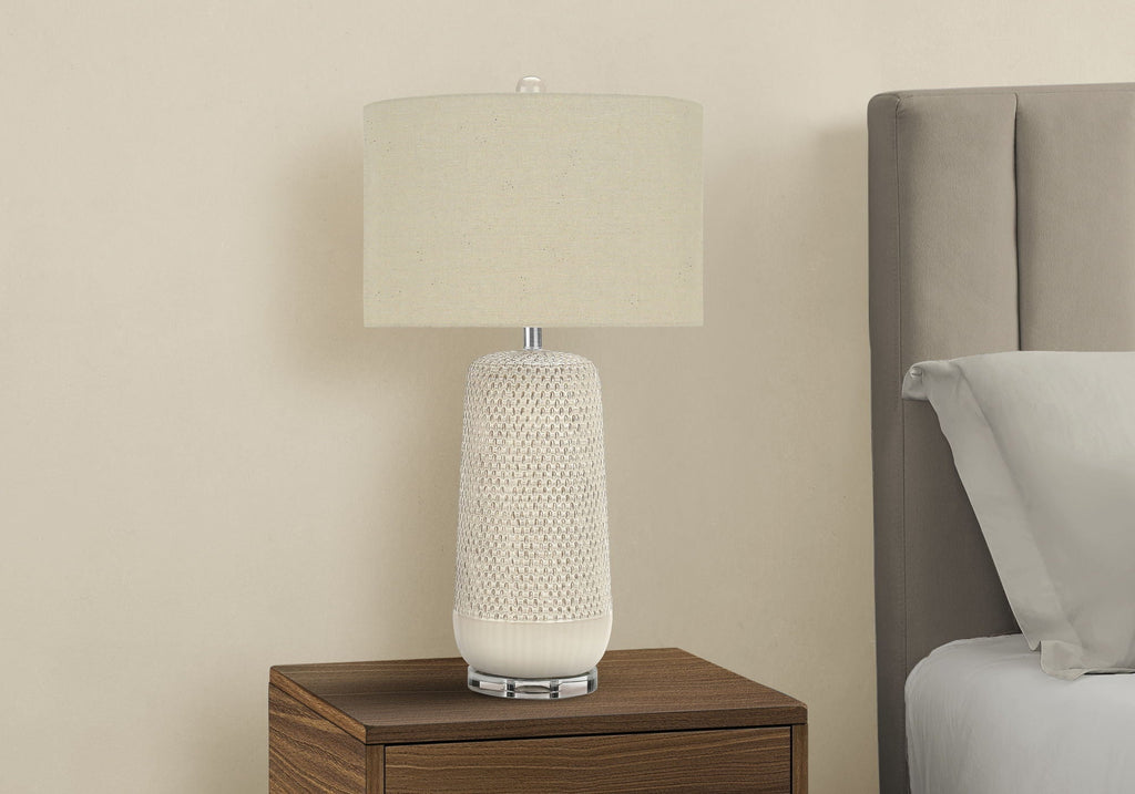 Contemporary Ceramic Table Lamp with 3-Way Lighting - Beige