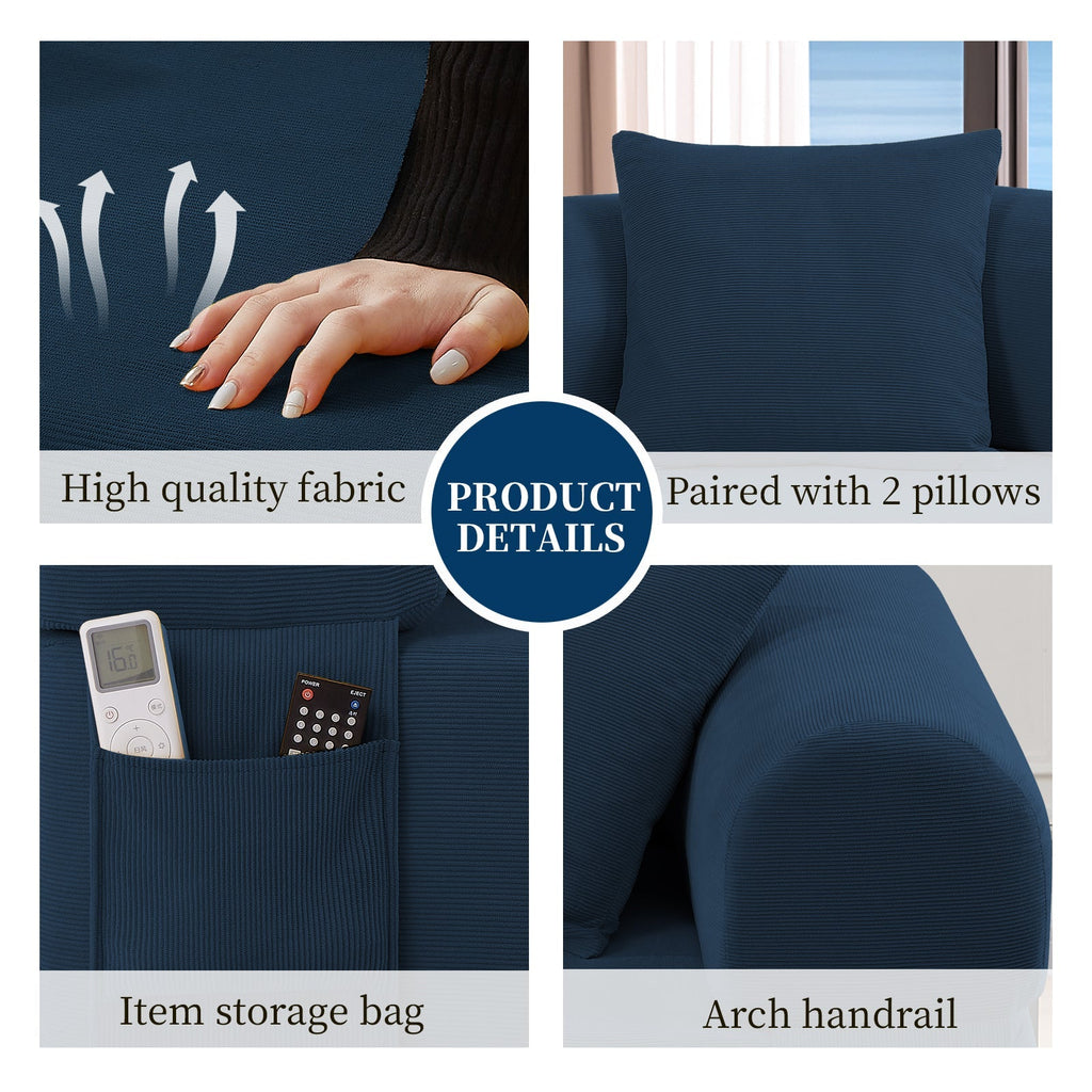 Spring Sofa with High-Quality Fabric and Storage - Blue