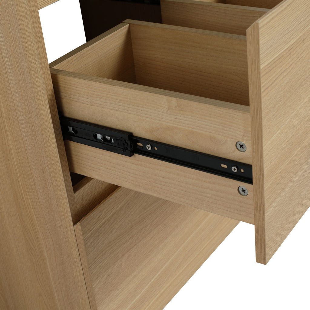 Modern Freestanding Bathroom Vanity Cabinet with Double Drawer - Light Brown or Dark Brown