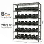 6-Tier Metal Storage Shelves with 2100LBS Capacity - Carbon Steel