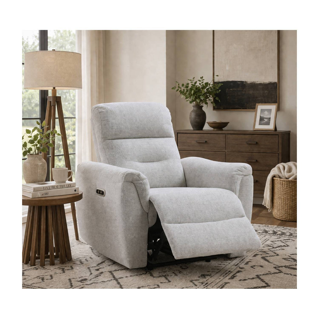 Gray Power Motion Recliner with USB Port - Adjustable Comfort