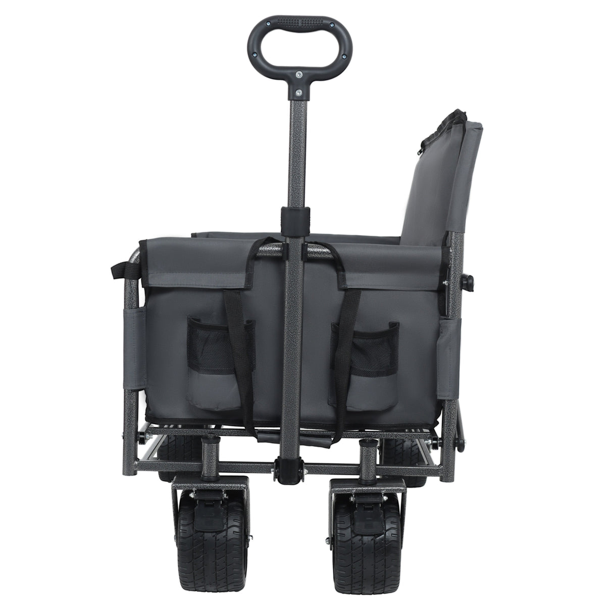 3-in-1 Convertible Folding Wagon Cart with Bench Seat & Storage - Gray