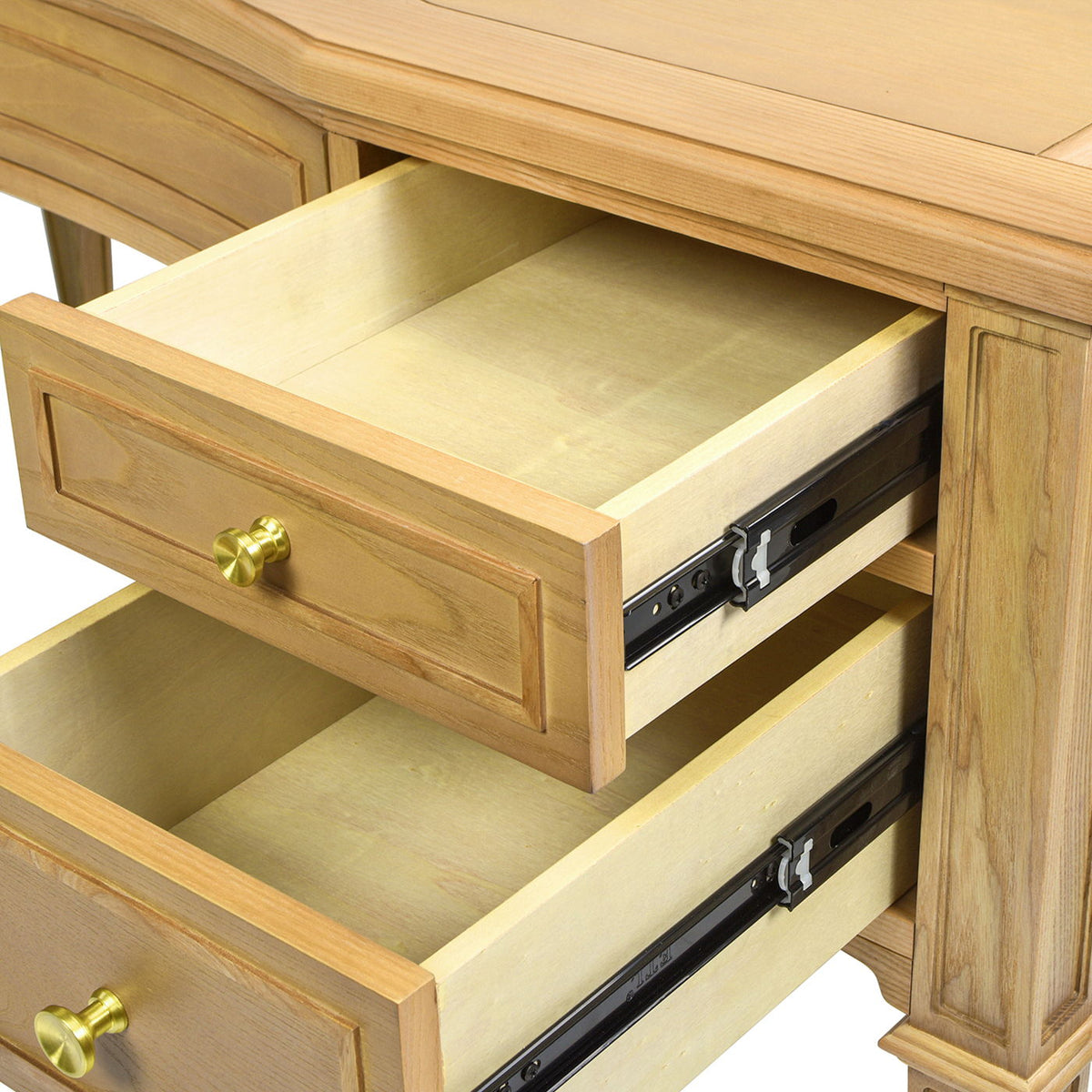 Dauphin 5 Drawer Executive Desk with Solid Rubber Hardwood - Gray or Light Brown