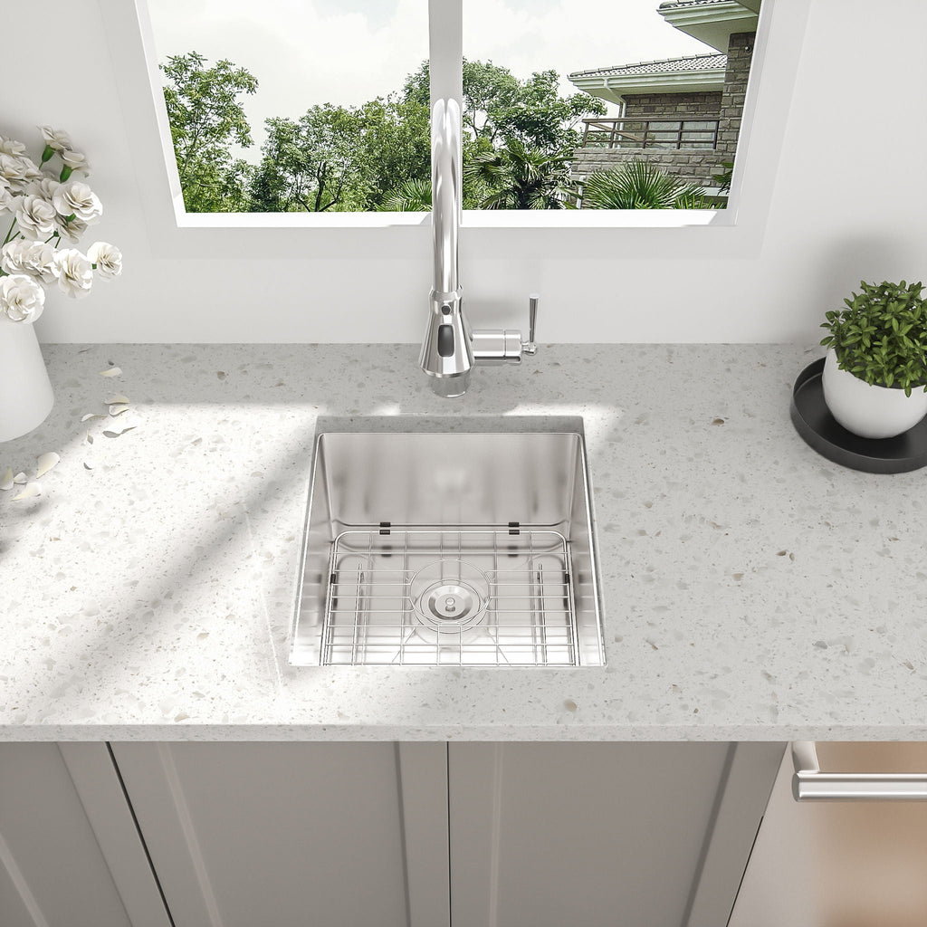 Modern Undermount Stainless Steel Kitchen Sink 16 Gauge, Deep Single Bowl - Gray