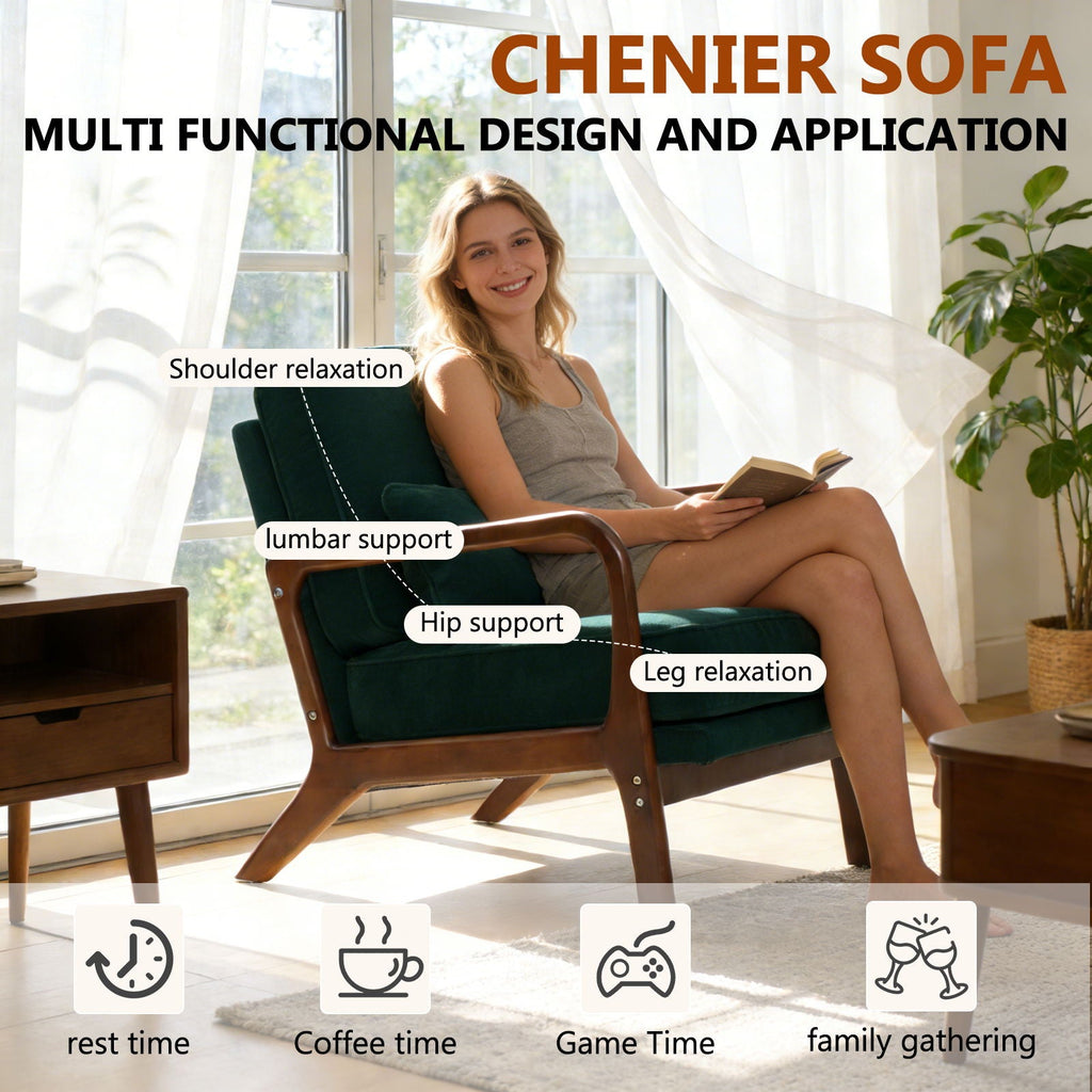 Upholstered Living Room Chair with Curved Armrests - Choice of Color