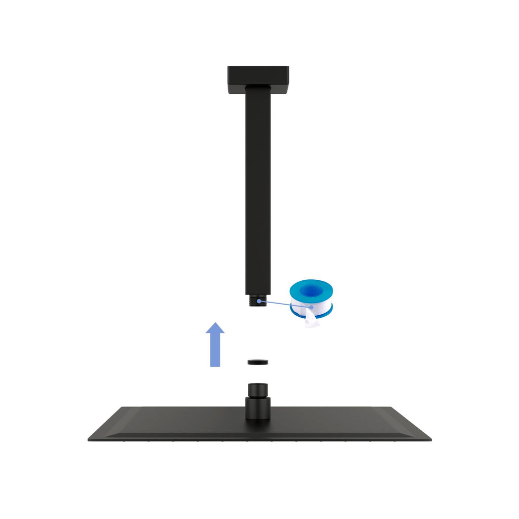 Premium 8" Ceiling Mounted Shower Arm with Flange - Black or Gray