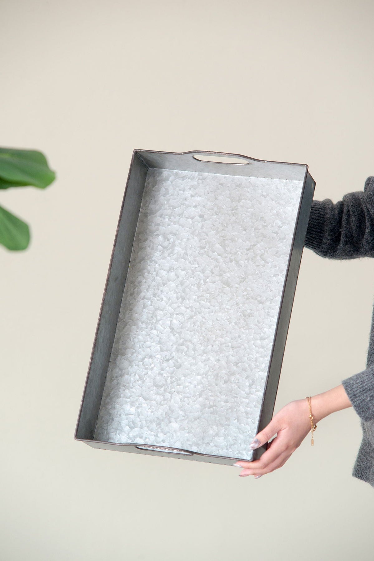 Decorative Galvanized Nesting Trays with Rustic Design - Gray
