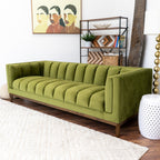 Mid Century Modern Sofa with Pet-Friendly Upholstery - White, Green, Orange
