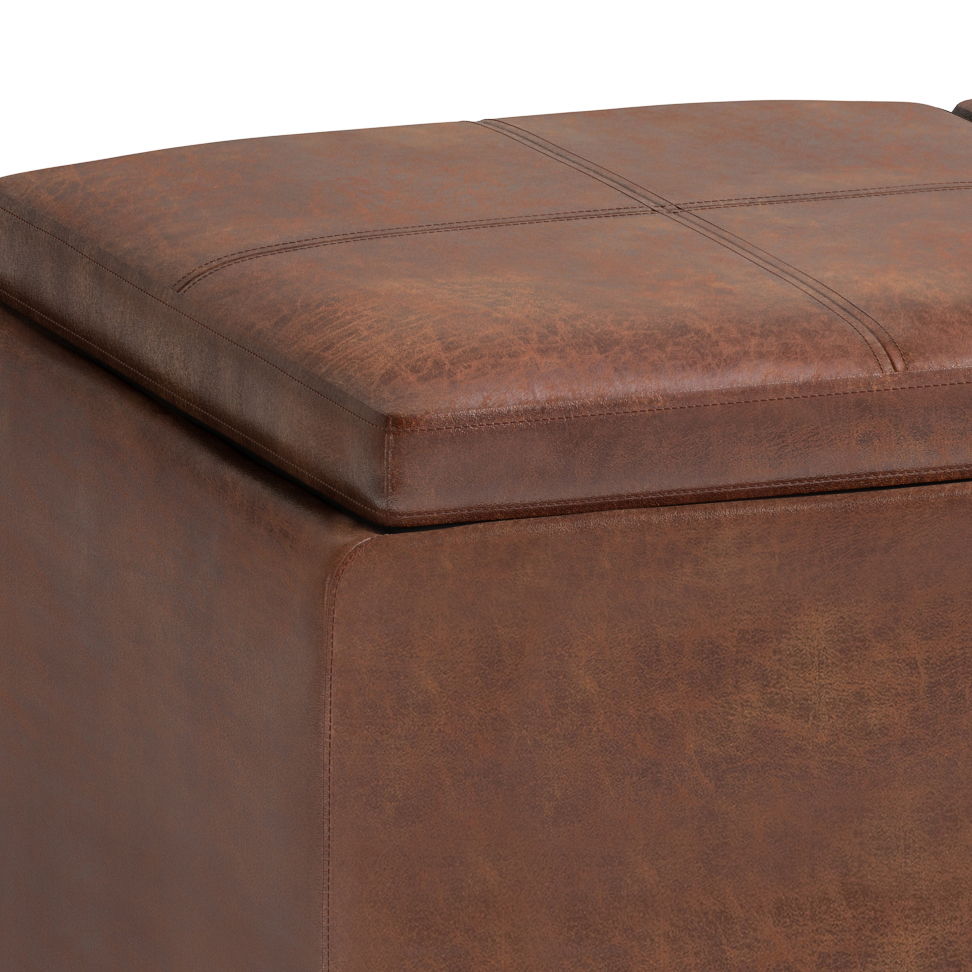 Avalon Upholstered Storage Ottoman with Flip-Over Serving Trays - Multiple Colors