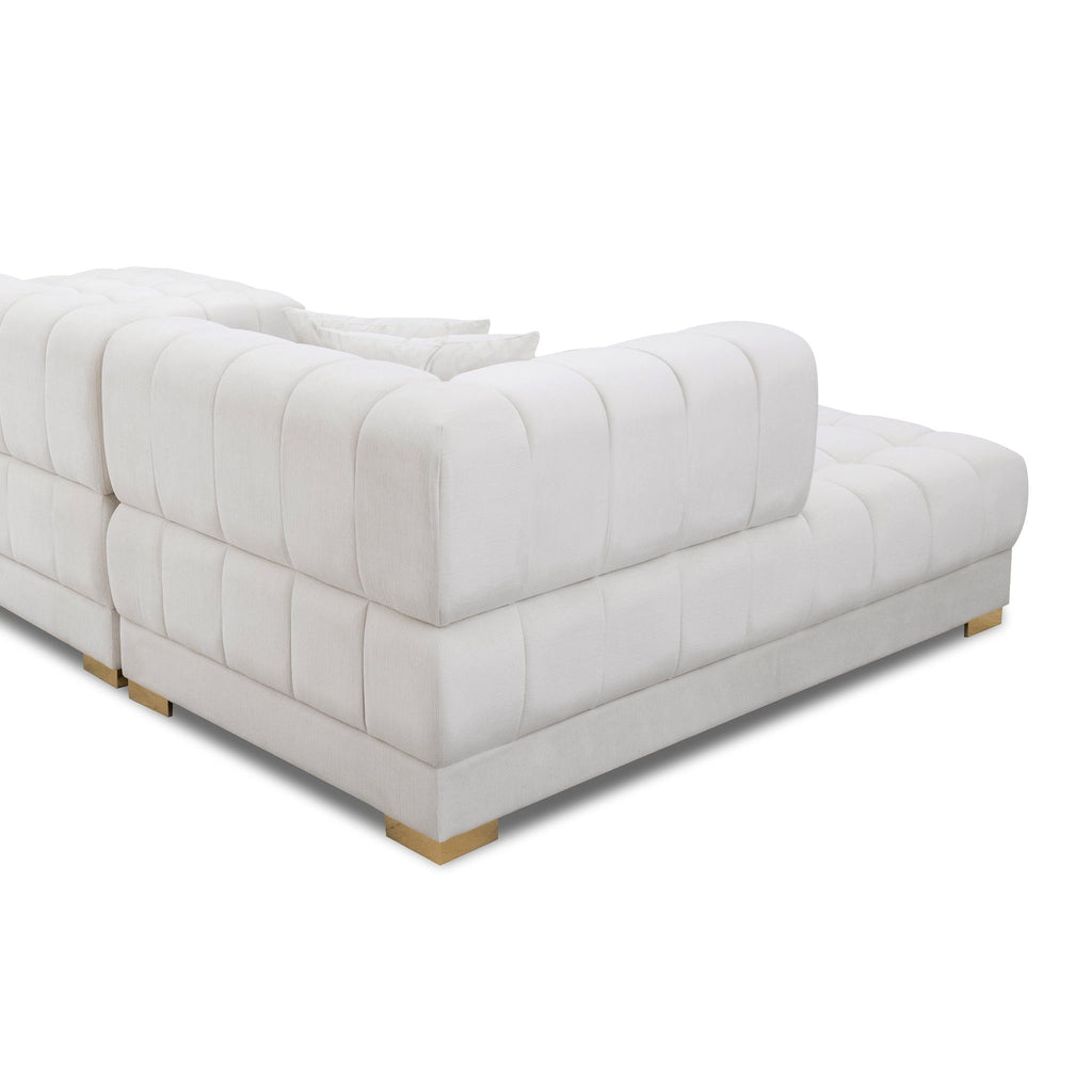 U Shape Corner Sofa with Solid Wood Frame and Plush Cushions - Beige