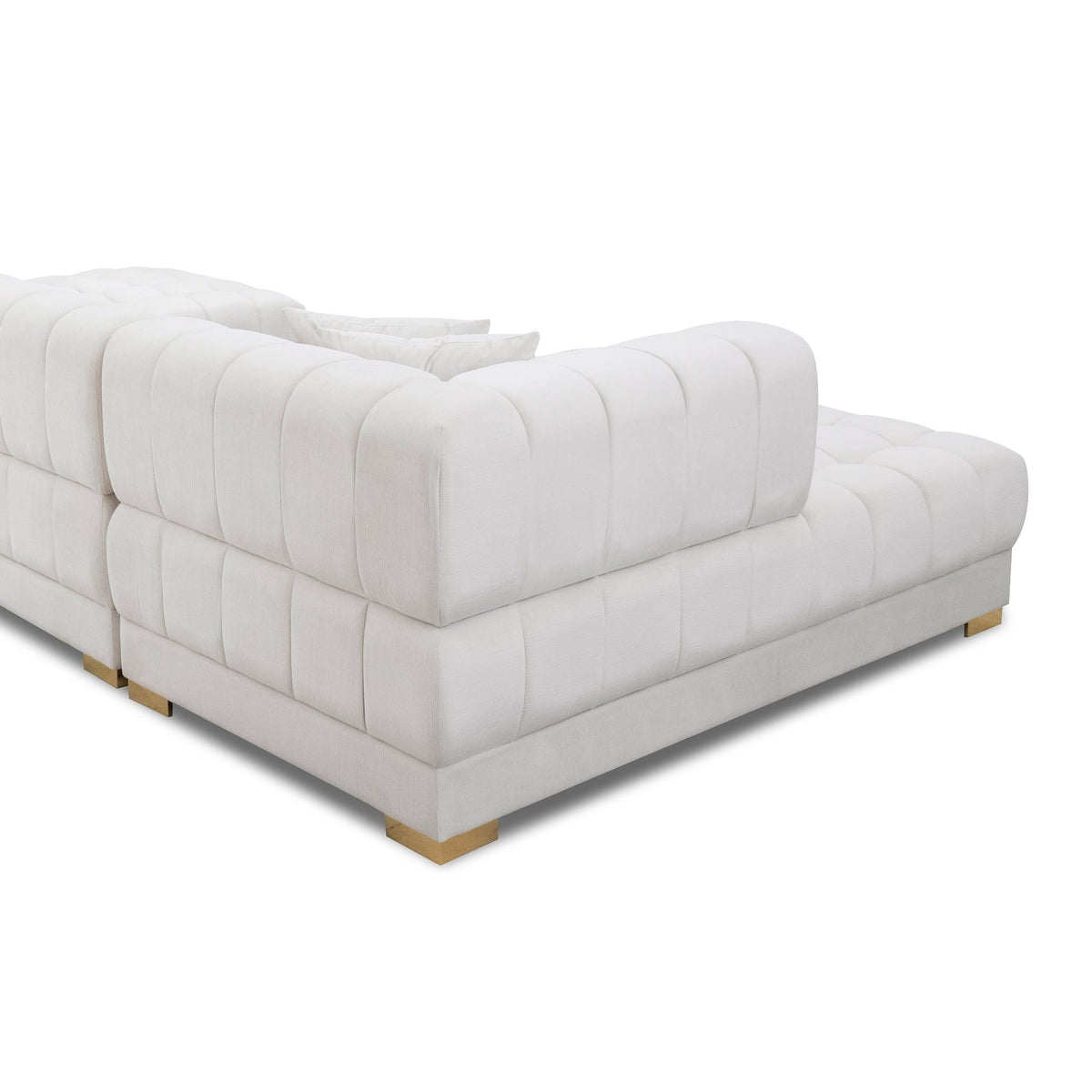 U Shape Corner Sofa with Solid Wood Frame and Plush Cushions - Beige
