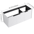 Contemporary Wall Mounted Bathroom Vanity with Soft Close Doors - Wood