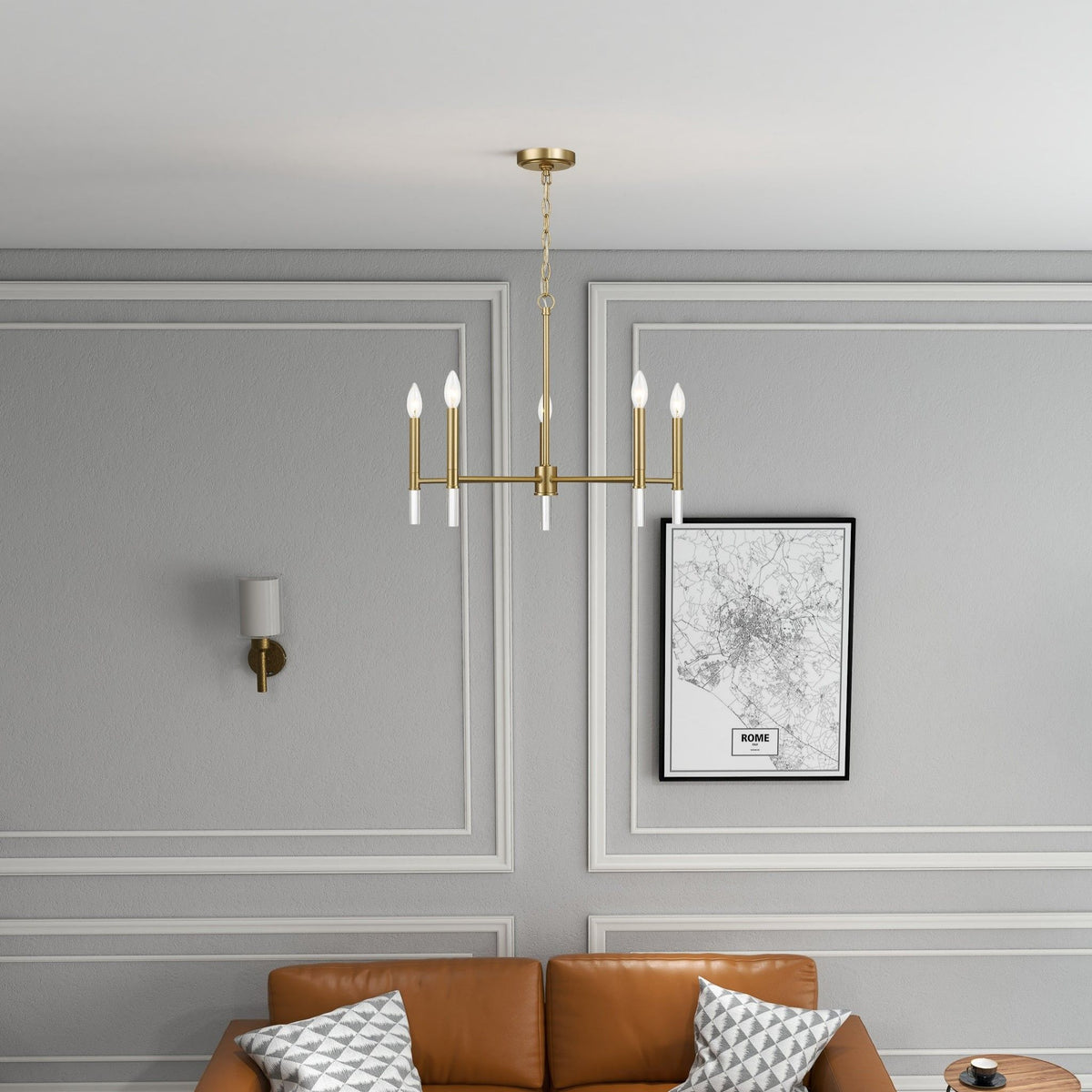Courtyard 5 Light Candle Chandelier - Clear / Gold