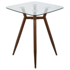 Mid Century Modern Square Counter Table with Sturdy Metal Base - Dark Brown or Black