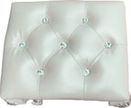 Bone White Vanity Stool with Foam-Padded PU Leather Seat