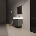 Freestanding Bathroom Vanity With Resin Sink And Storage Cabinet