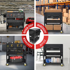 3-Tier DIY Detachable Utility Cart with Steel Pegboard and Wheels