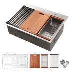 Stainless Steel Drop In Kitchen Sink with Workstation - Gray or Gold