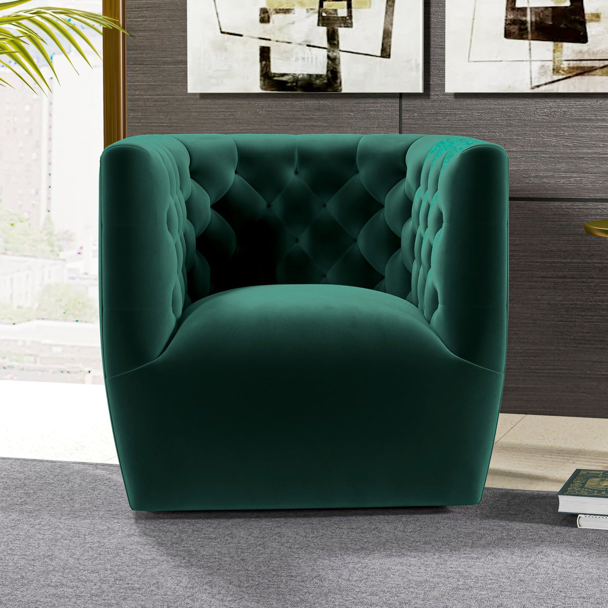 Ergonomic Design Swivel Chair with Tufted Accent - Multiple Colors