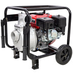 Gas Engine Powered Water Pump with Wheels and Handle – Black/Red