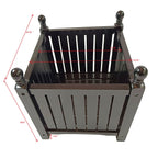 Square Outdoor Planter with Solid Wood Construction - Black
