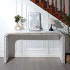Waterfall Console Table with Seamless Curved Design - Light Brown, White, Black