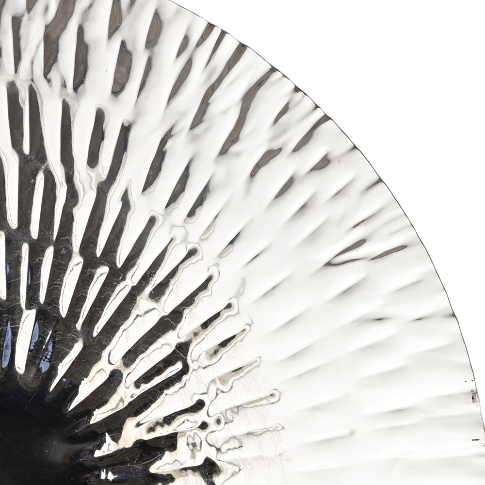 Textured Oversized Disc Wall Decor with Concealed Mounting - Silver