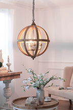 4 Light Wood Chandelier