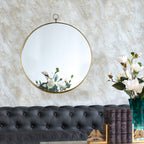 Round Mirror with Iron Frame - Gray