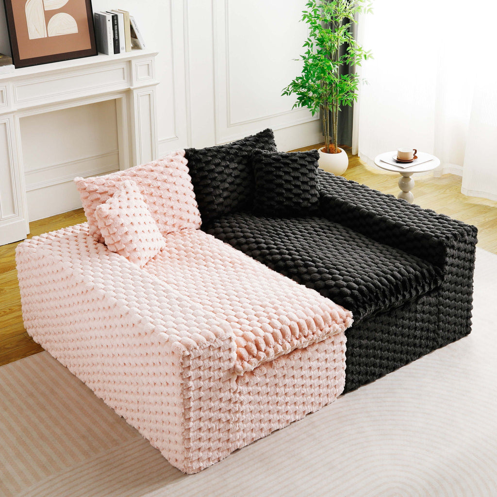 Multifunctional 4-Seater Stationary Sofa with Adjustable Layout - Pink & Black