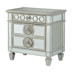 Mirrored Nightstand with Felt-Lined Drawer - Silver