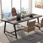 Modern Rectangular Conference Table for 6-8 People with Durable Frame - Dark Gray or Dark Brown
