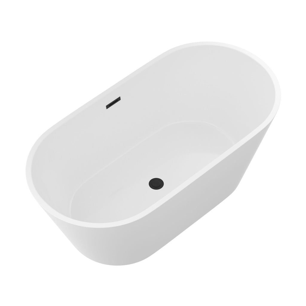 Gloss Freestanding Bathtub with Overflow & Pop Up Drain - White