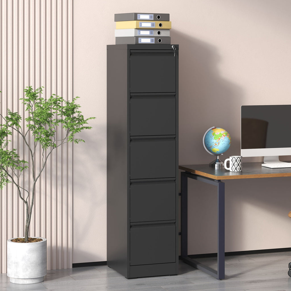 Steel Vertical File Cabinet with Lock – Multiple Sizes - Black or White