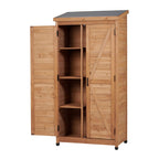 Outdoor Storage Shed with Vertical Tool Cabinet - Solid Wood, Dark Gray or Light Brown