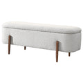 Ivory Storage Bench with Hidden Storage - Boucle Upholstery
