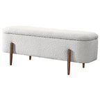 Ivory Storage Bench with Hidden Storage - Boucle Upholstery